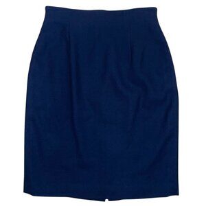 Amanda Smith Vintage Pure Wool Pencil Skirt Size 6P Blue